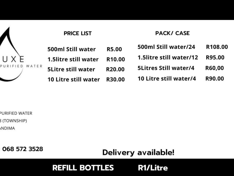 Luxe purified water